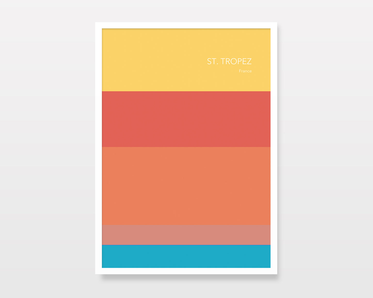 St Tropez France minimalist travel art print - French Riviera color block poster