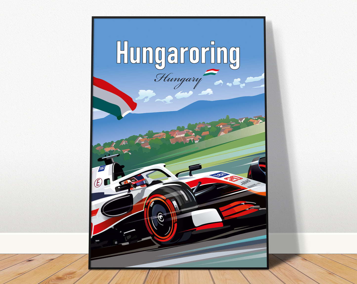 Hungaroring F1 print featuring Kevin Magnussen Haas at Hungarian Grand Prix ā motorsport wall art
