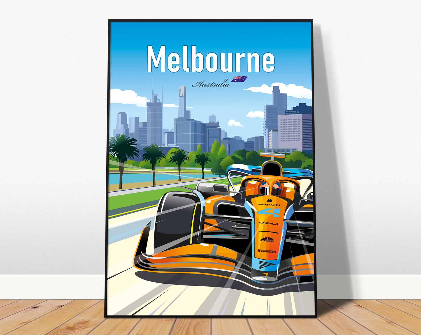 Melbourne Formula 1 poster featuring McLaren at Australian Grand Prix circuit