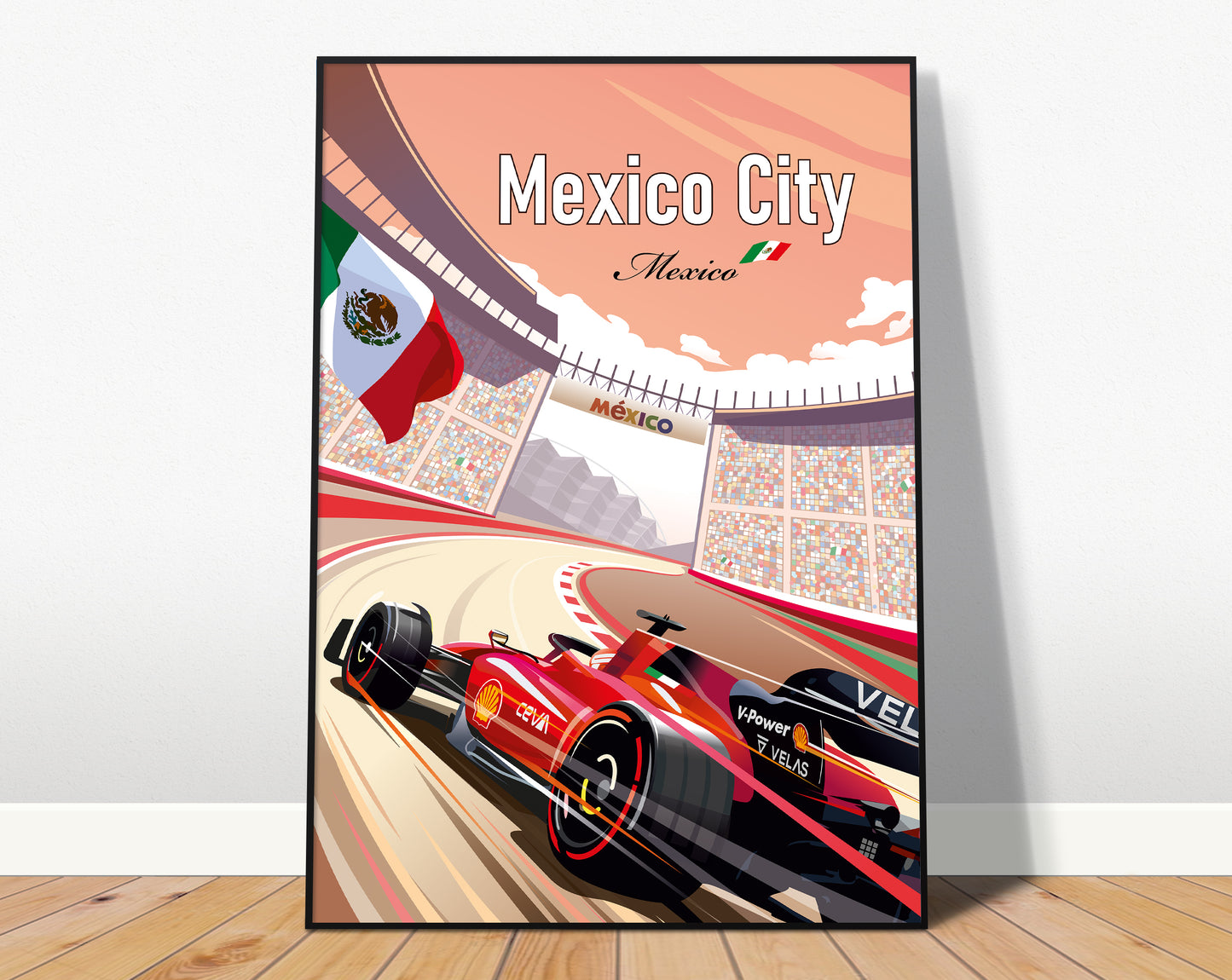 Mexico City Grand Prix F1 print featuring Ferrari at Mexican Grand Prix circuit