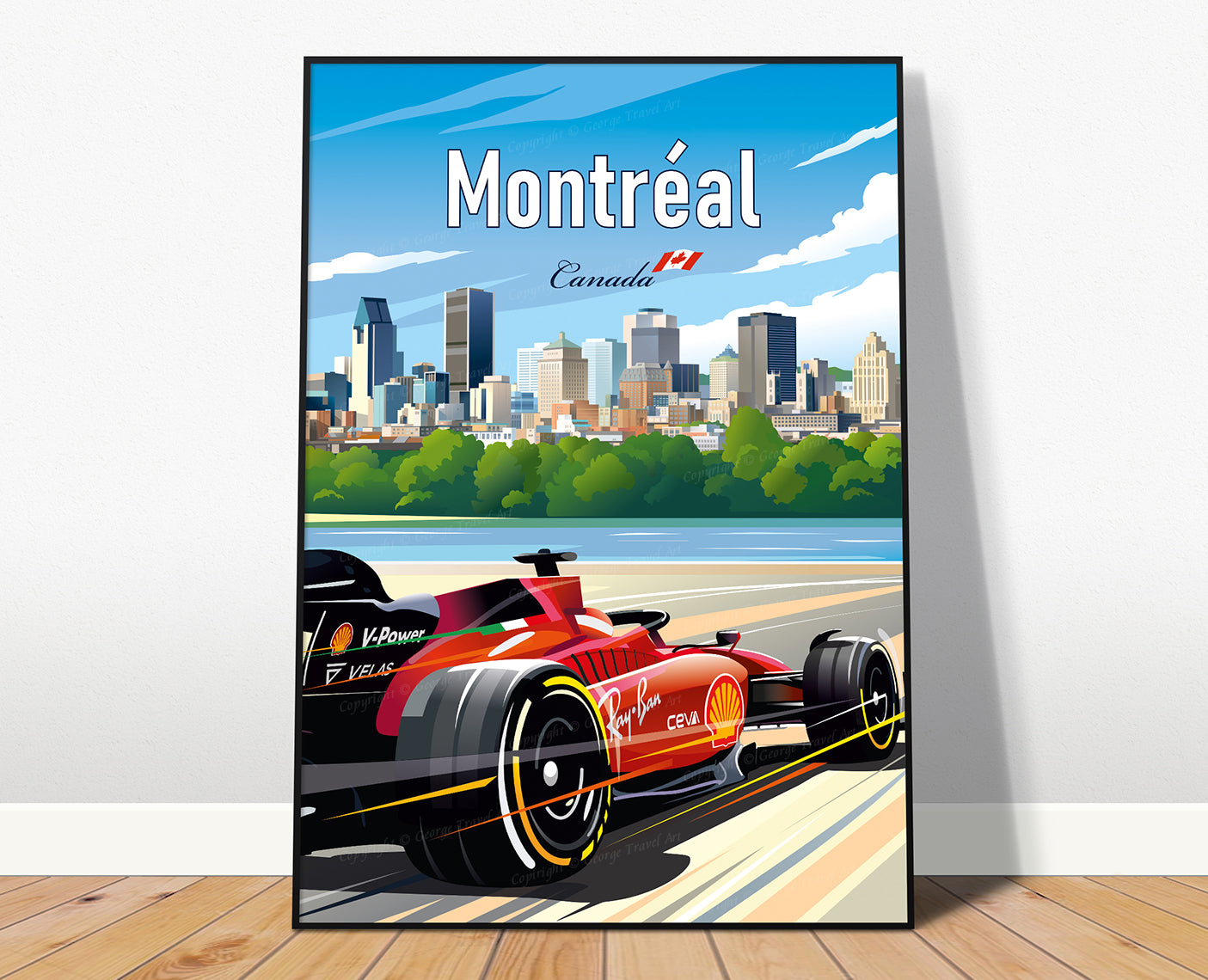 Montreal Canada F1 poster featuring Ferrari at Canadian Grand Prix – wall art print
