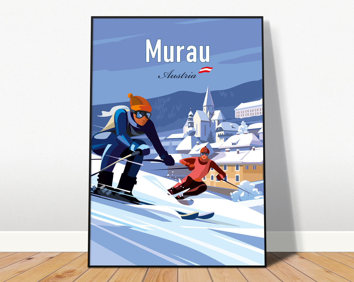 Murau Austria travel poster ā ski resort vintage wall art print
