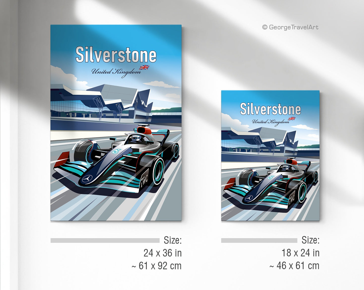 Silverstone F1 Canvas Print / Formula1 Hamilton Print / Mercedes Wall Art / F1 UK / F1 Gift