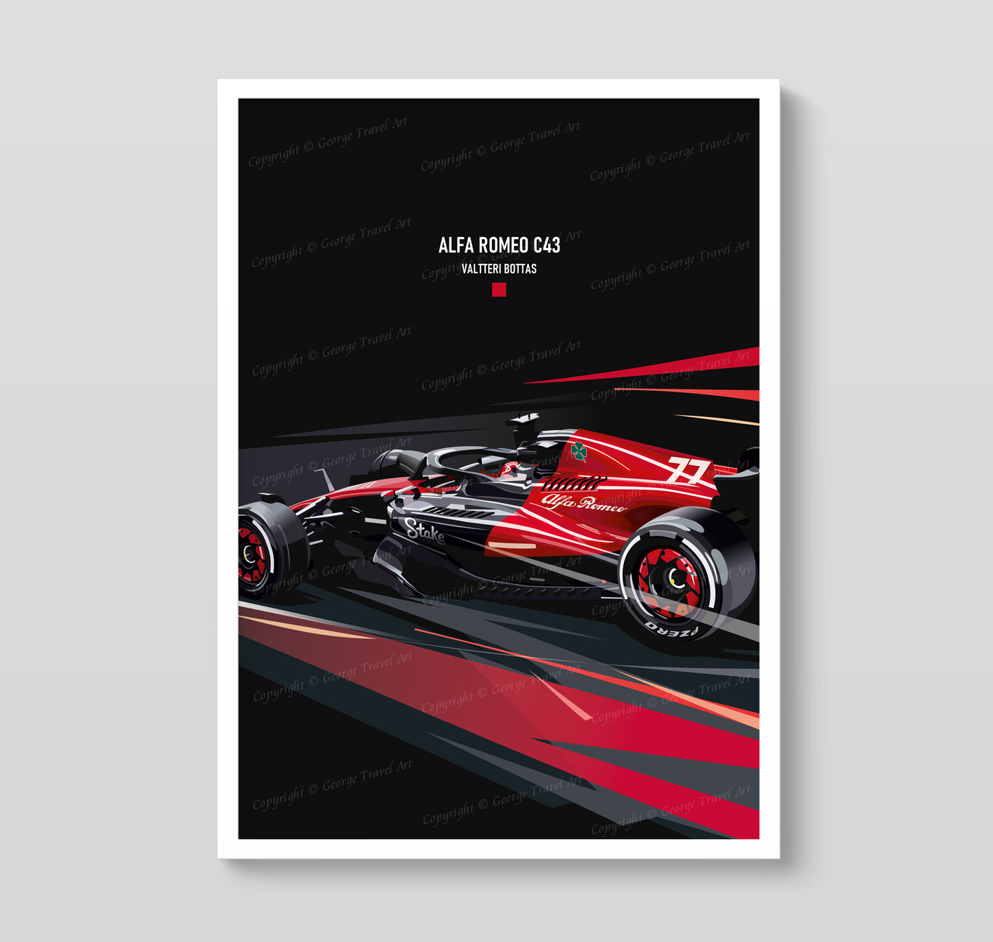 Alfa Romeo C43 Valtteri Bottas race car poster – Formula 1 wall art print