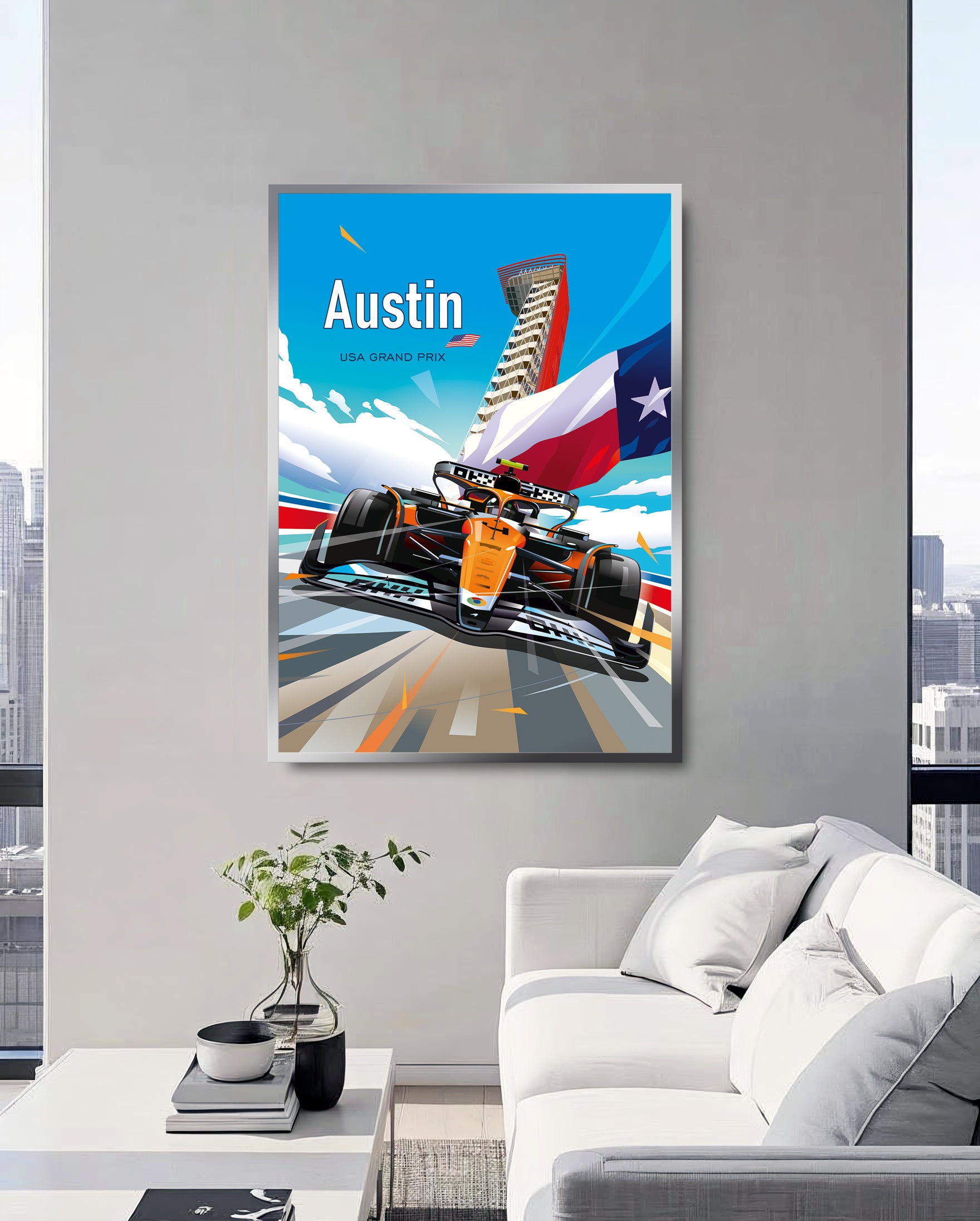 Austin F1 poster – Lando Norris McLaren wall art print detail