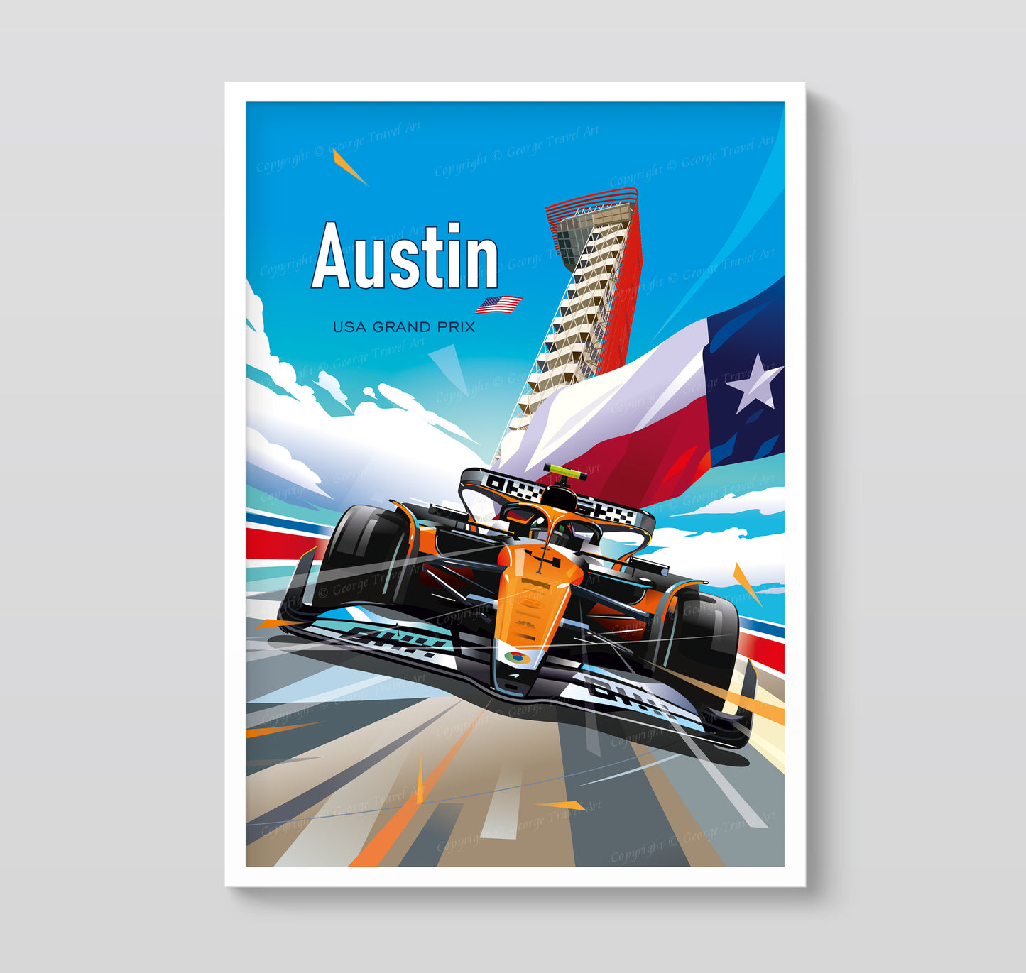 Lando Norris Austin F1 poster – McLaren wall art vertical format