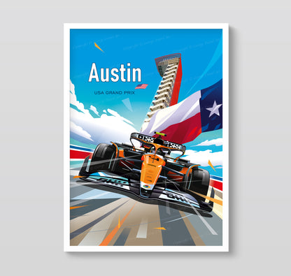 Lando Norris Austin F1 poster – McLaren wall art vertical format