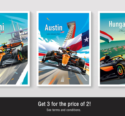 Austin 2024 F1 Poster / Lando Norris Print / McLaren F1 Wall Art