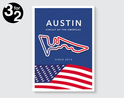 Austin F1 Circuit Poster/Circuit of the Americas/F1 Gift