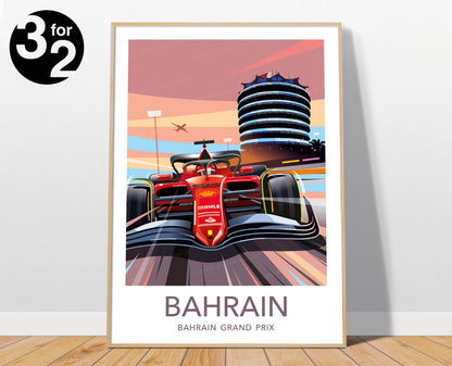Bahrain F1 Poster / Ferrari F1 / Formula1 Print / F1 Wall Art / F1 Gift