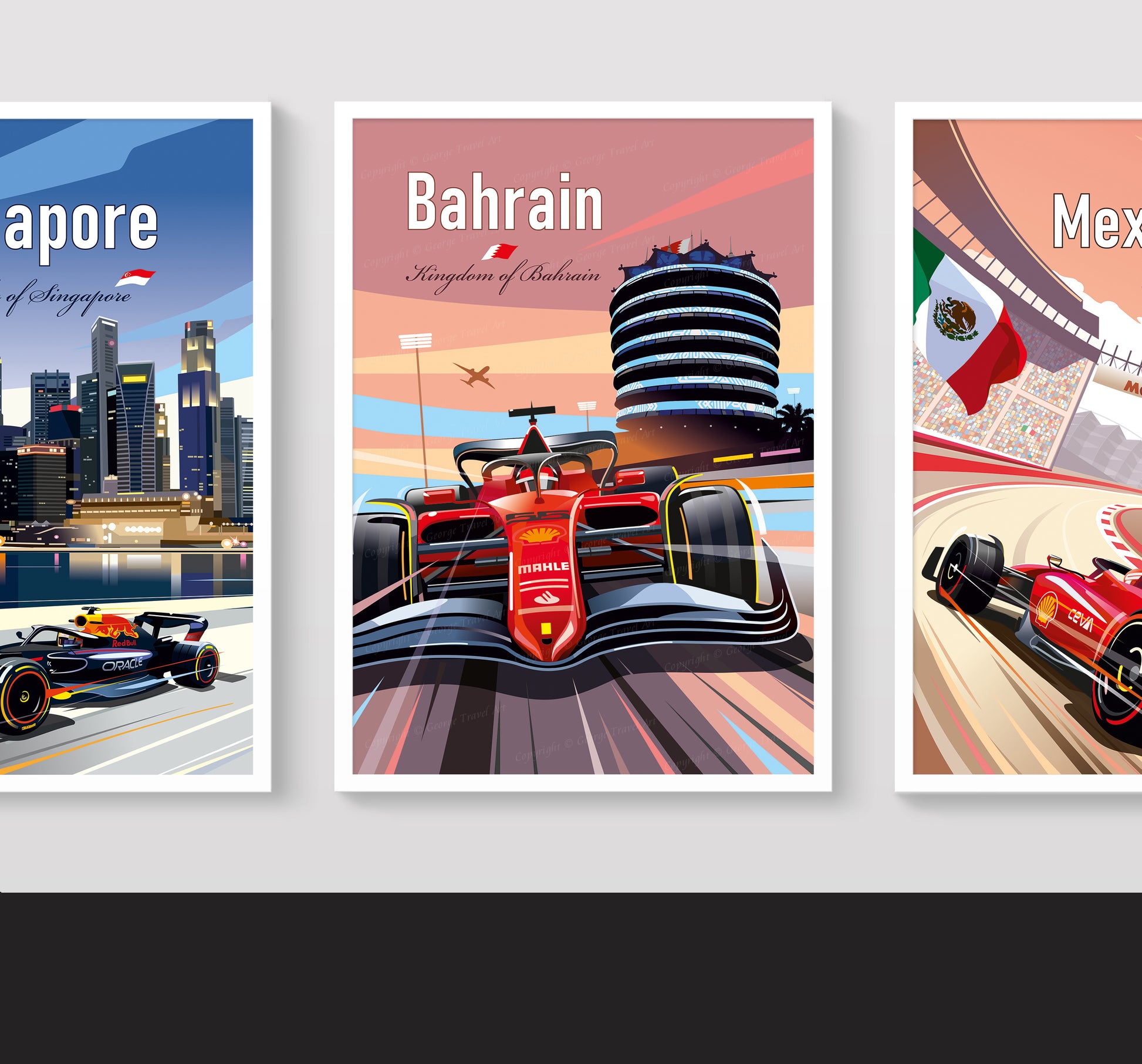 Bahrain F1 poster – Ferrari wall art third angle