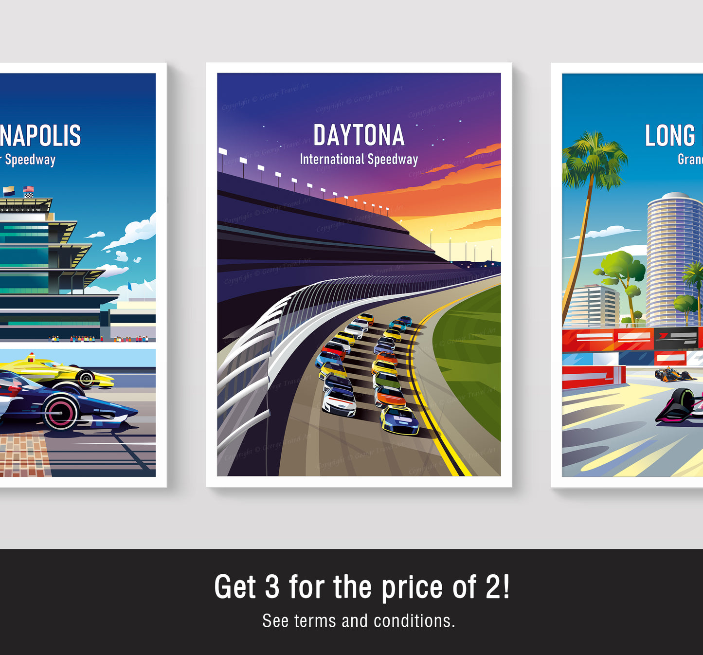 Daytona International Speedway Poster - Nascar race, Daytona 500 Print