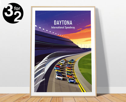 Daytona International Speedway Poster - Nascar race, Daytona 500 Print