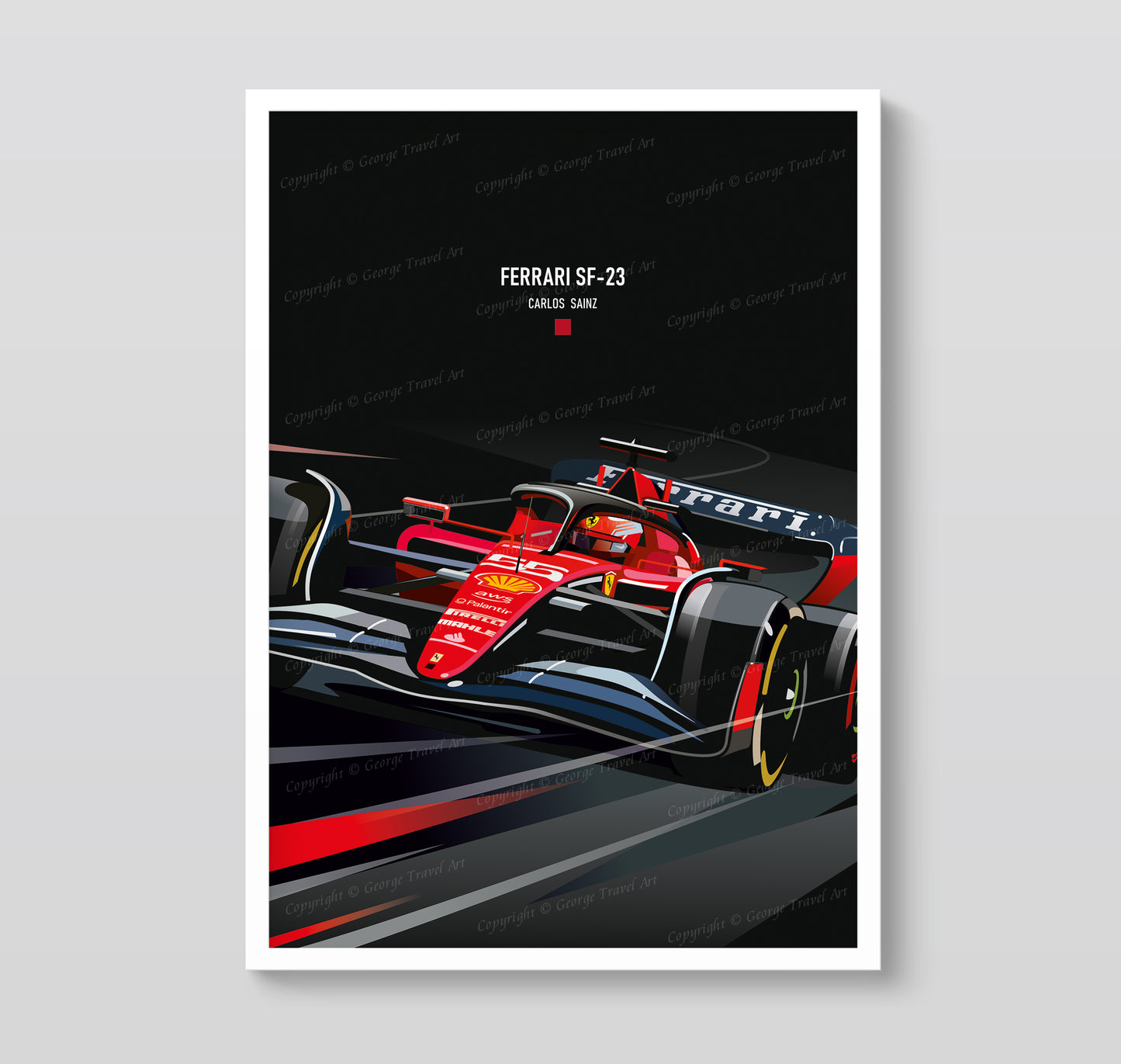 Ferrari SF-23 Charles Leclerc race car poster – Scuderia Ferrari Formula 1 wall art
