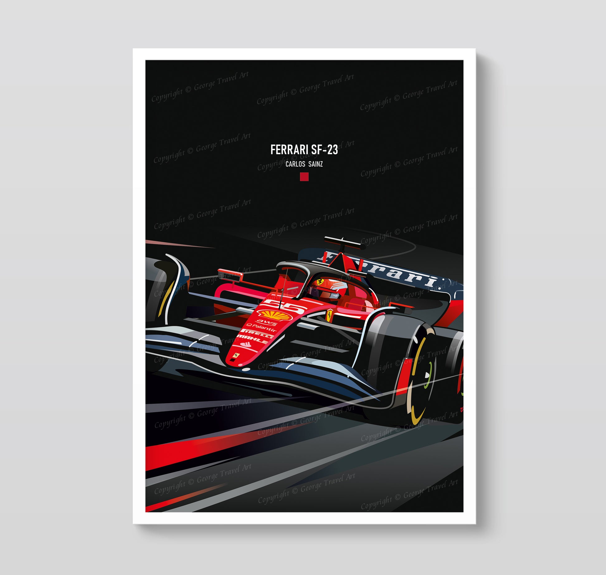 Ferrari SF-23 Charles Leclerc race car poster – Scuderia Ferrari Formula 1 wall art