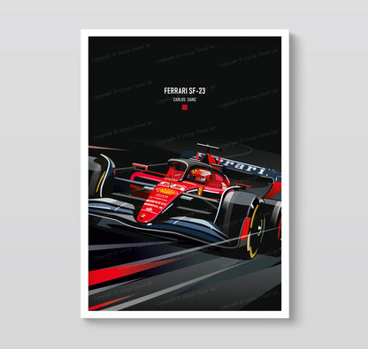 Ferrari SF-23 Charles Leclerc race car poster – Scuderia Ferrari Formula 1 wall art