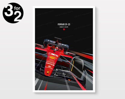 Ferrari SF-23 Poster / Charles Leclerc F1 Wall Art