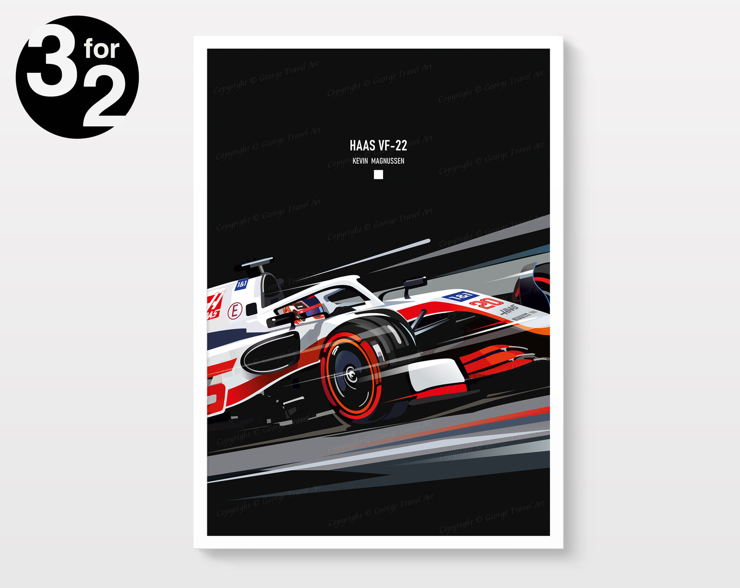 Haas VF 22 F1 Art Print / Kevin Magnussen F1 Poster