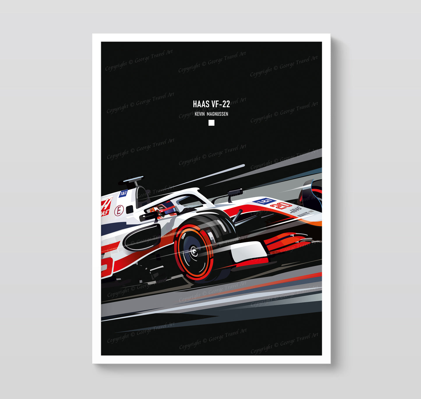 Haas VF-22 Kevin Magnussen race car poster – Formula 1 wall art print