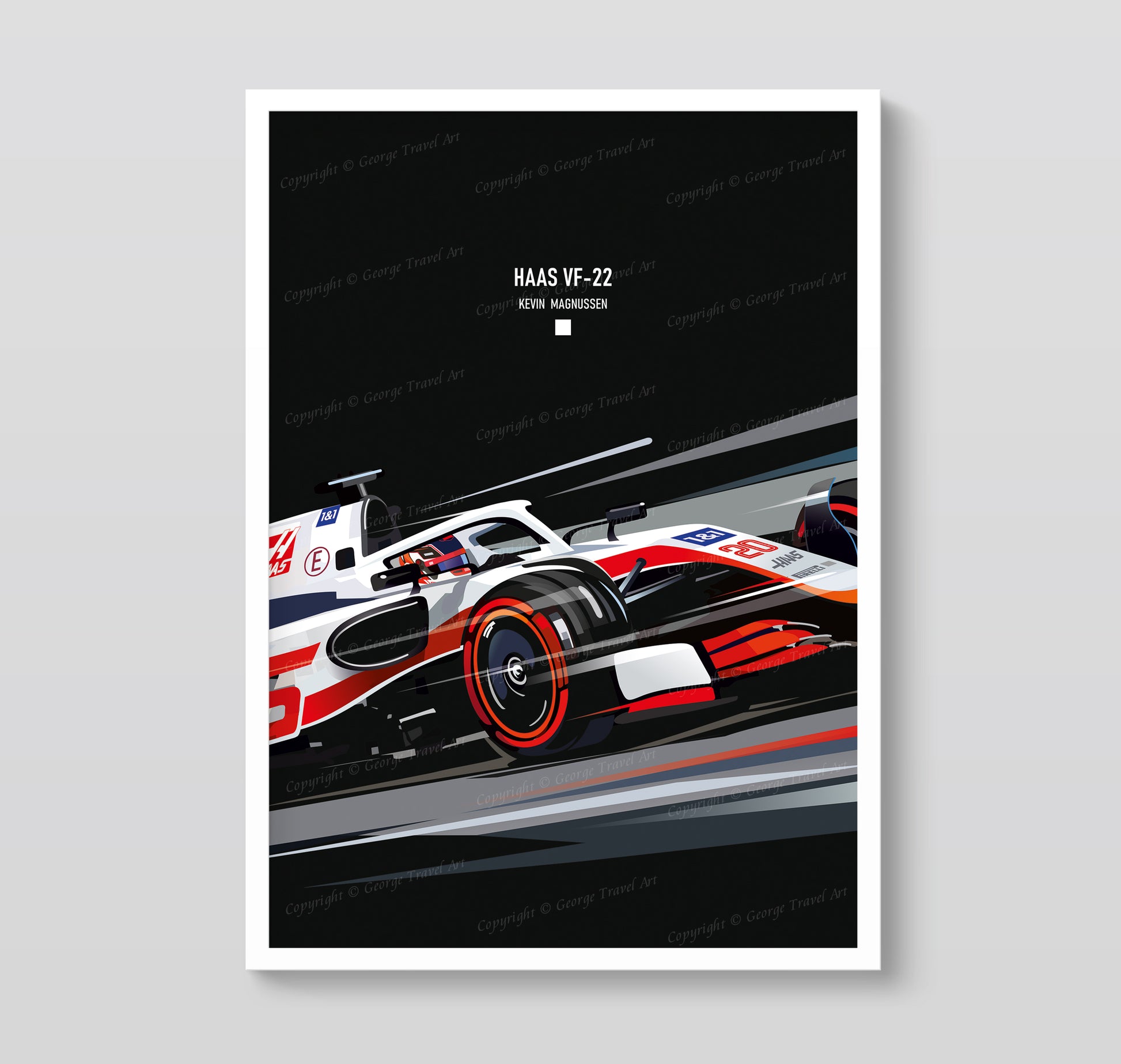 Haas VF-22 Kevin Magnussen race car poster – Formula 1 wall art print