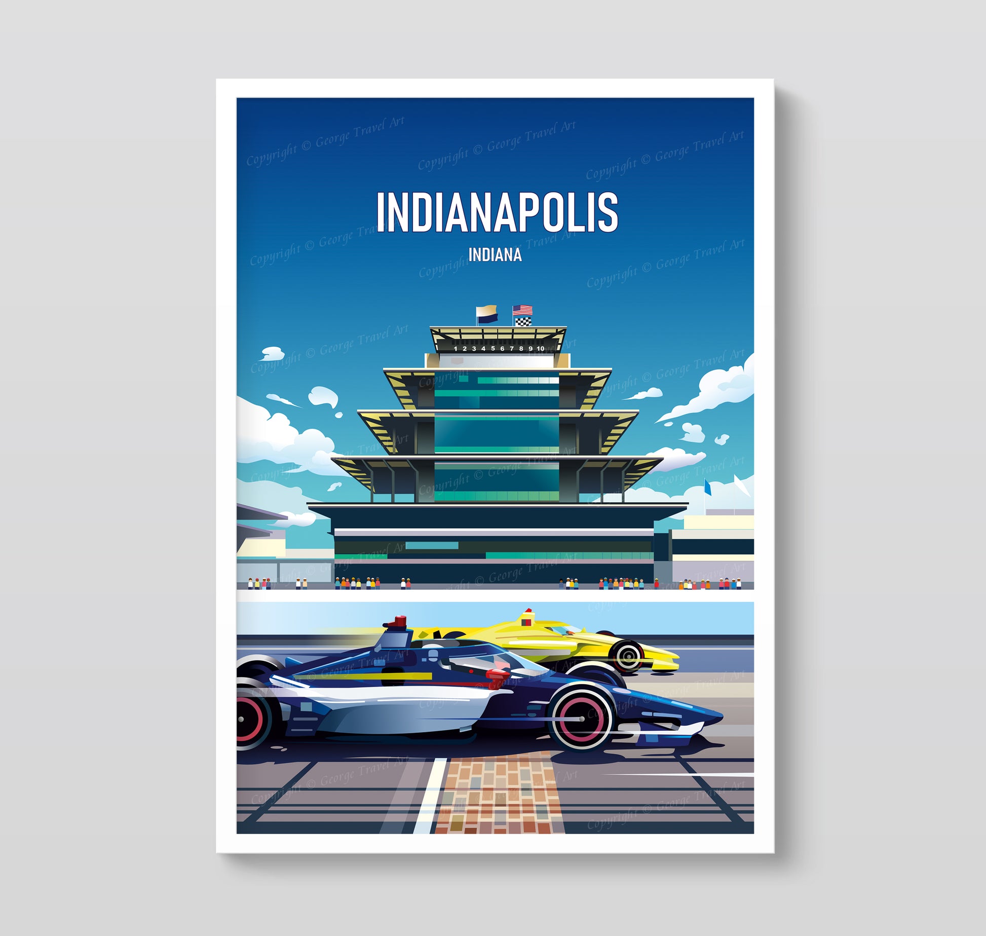 Indianapolis Motor Speedway poster print – Indy 500 IndyCar wall art