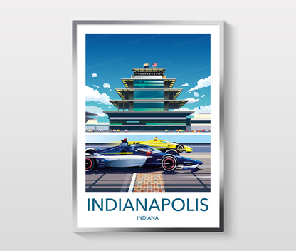 Indianapolis Motor Speedway poster with white border – Indy 500 wall art