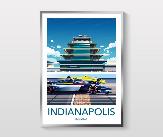 Indianapolis Motor Speedway poster with white border – Indy 500 wall art