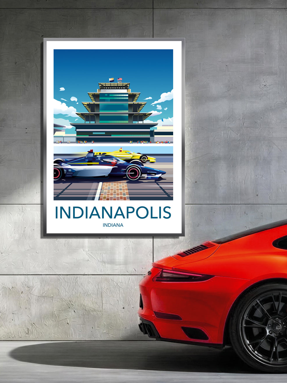 Indianapolis Speedway print poster – IndyCar wall art second angle