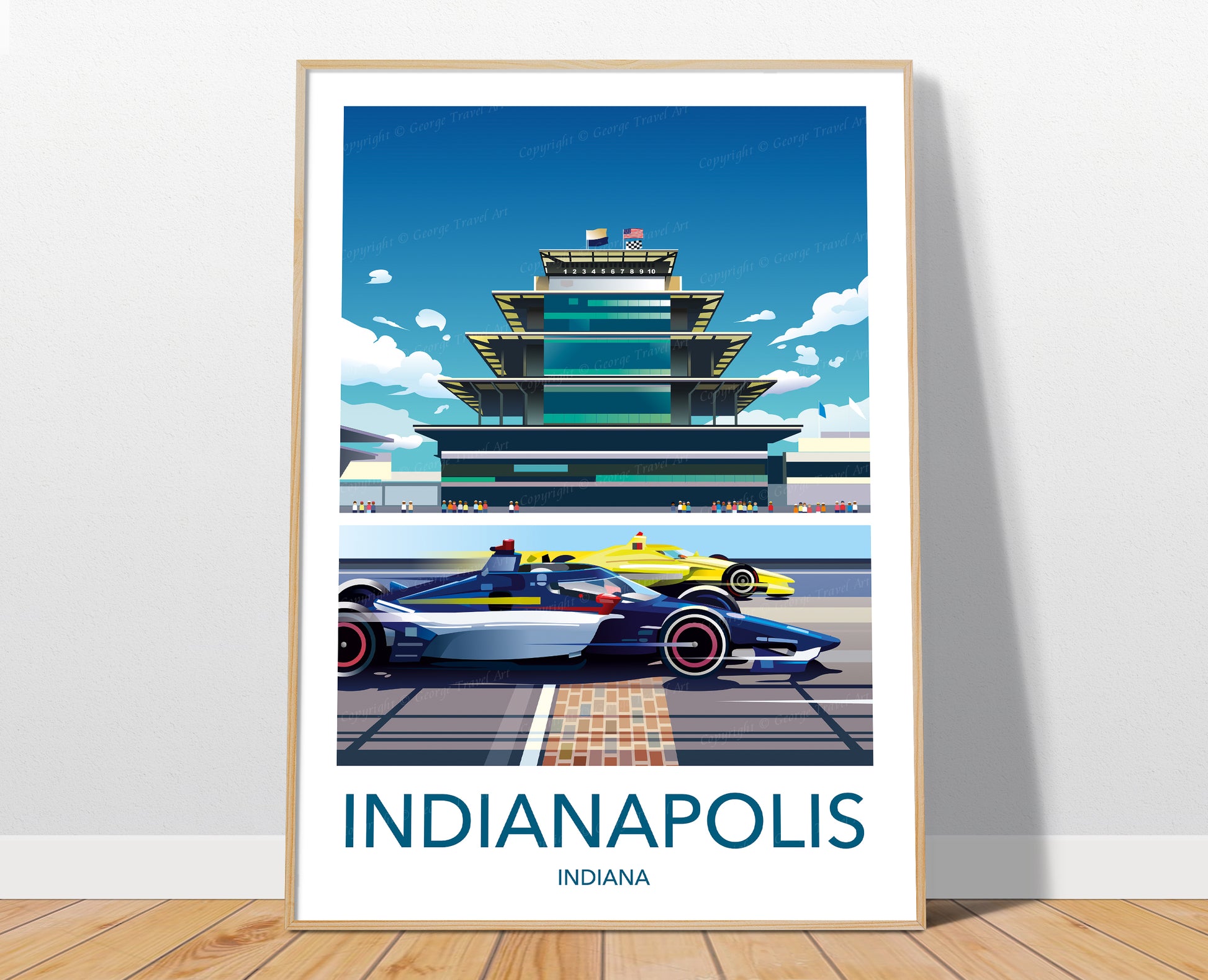 Indianapolis Speedway print poster – Indy 500 Brickyard wall art variant