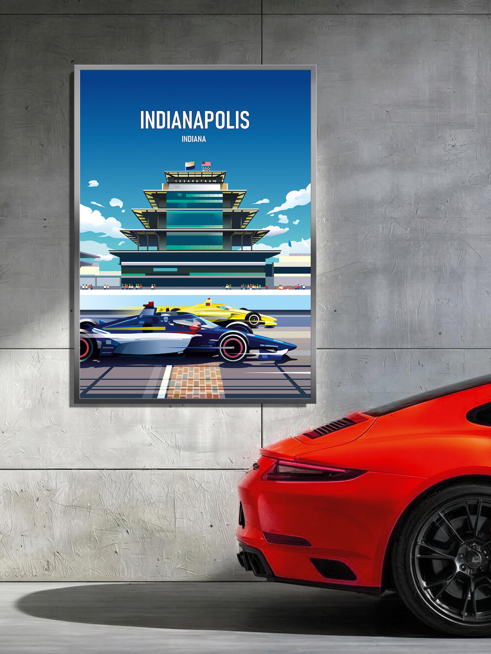 Indianapolis Motor Speedway poster – IndyCar Brickyard circuit wall art print