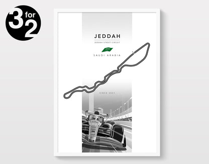 Jeddah Street Circuit F1 Poster / Saudi Arabia Grand Prix Print