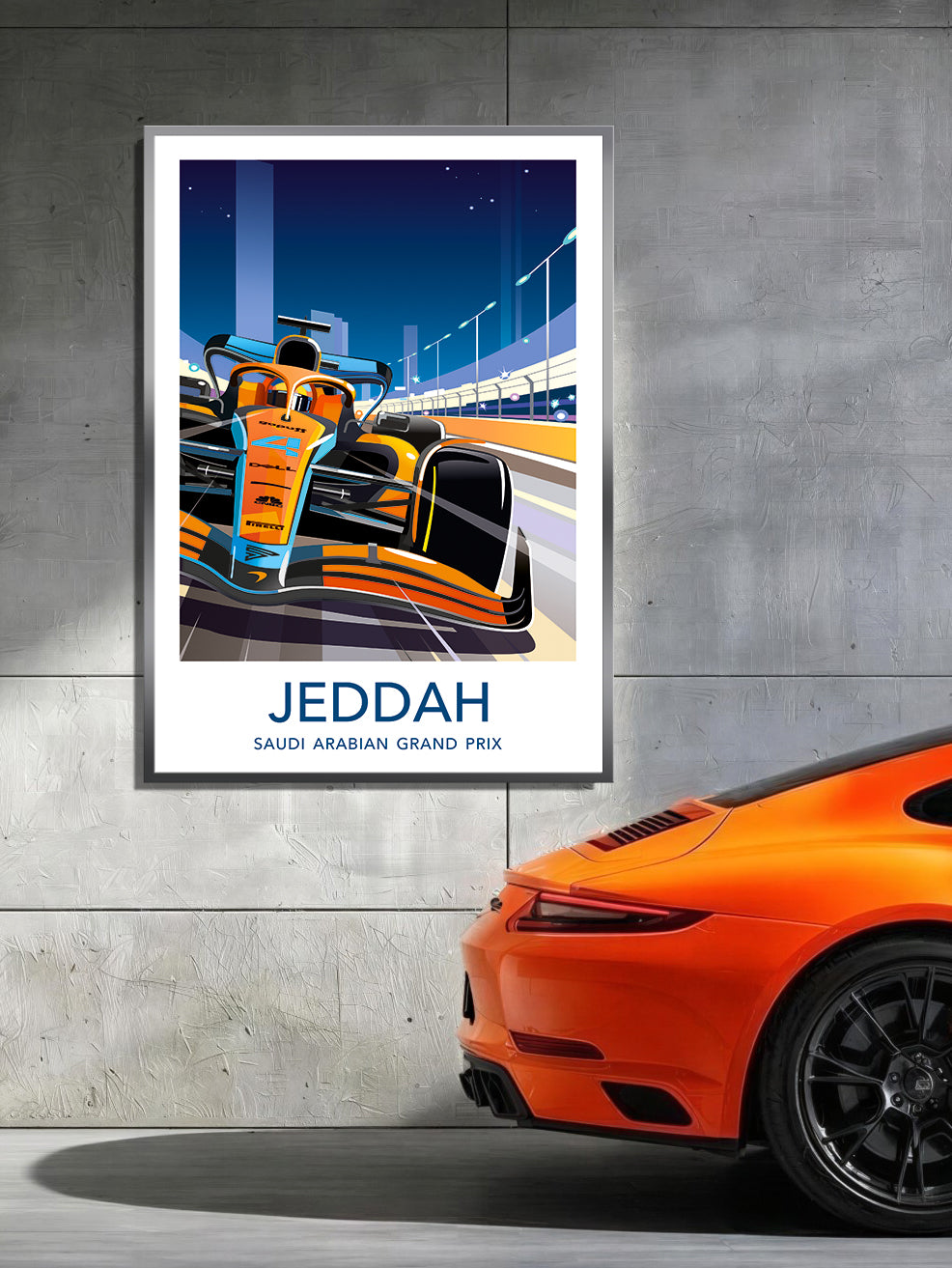Jeddah F1 poster – McLaren Lando Norris wall art second angle