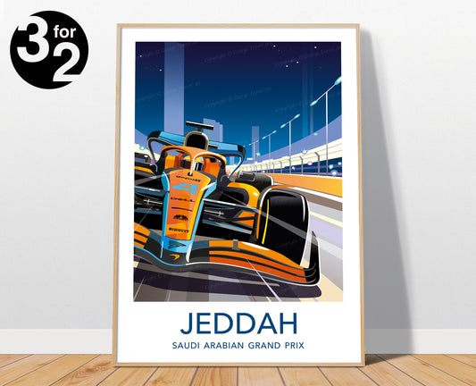 Jeddah F1 Print / McLaren Formula1 Poster / Saudi Arabia Grand Prix / Lando Norris