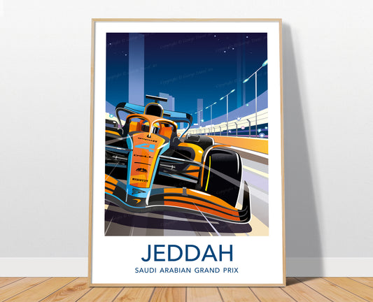 Jeddah F1 poster print – McLaren Lando Norris Saudi Arabian Grand Prix wall art