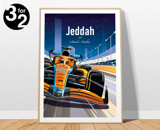 Jeddah F1 Poster / McLaren Formula1 Print / Saudi Arabia Grand Prix