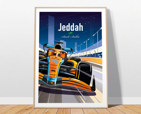 Jeddah F1 poster print – McLaren Saudi Arabian Grand Prix wall art