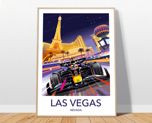 Las Vegas F1 poster print – Max Verstappen Red Bull Grand Prix wall art