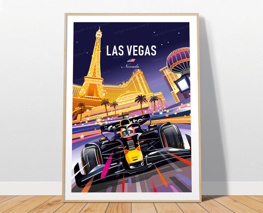 Las Vegas F1 poster – Max Verstappen Red Bull wall art print