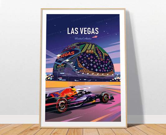 Red Bull F1 poster – Max Verstappen Las Vegas wall art gift