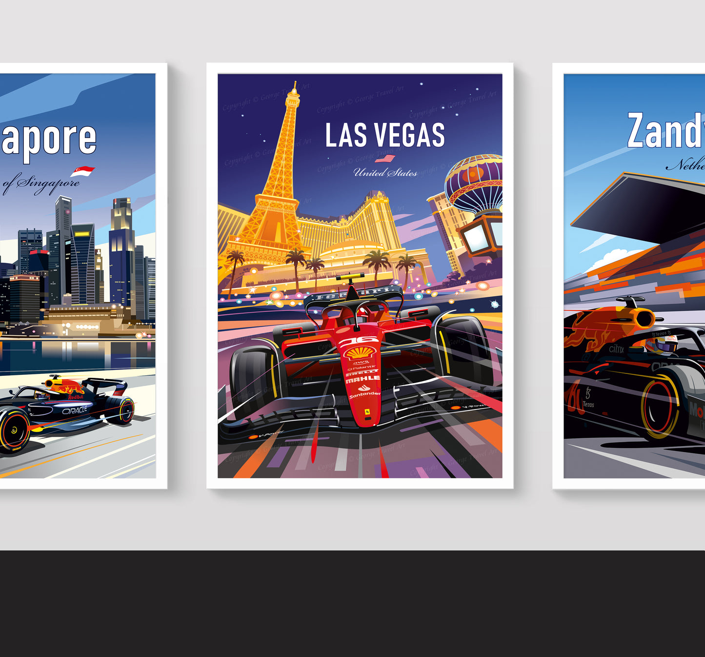 Las Vegas GP F1 poster – Ferrari Formula 1 print wall art second angle