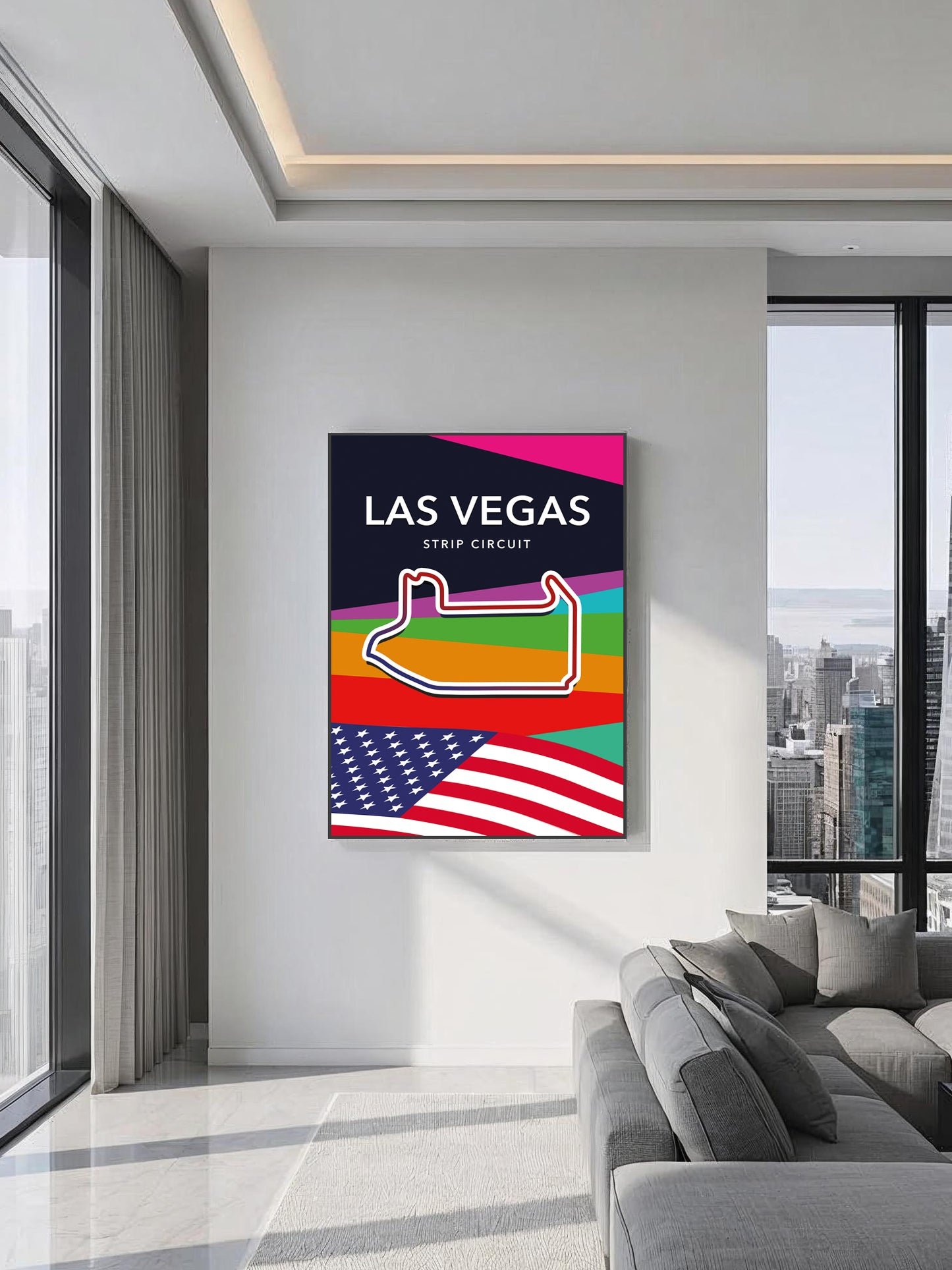 Las Vegas Strip Circuit Track Poster – Formula 1 Racing Wall Art