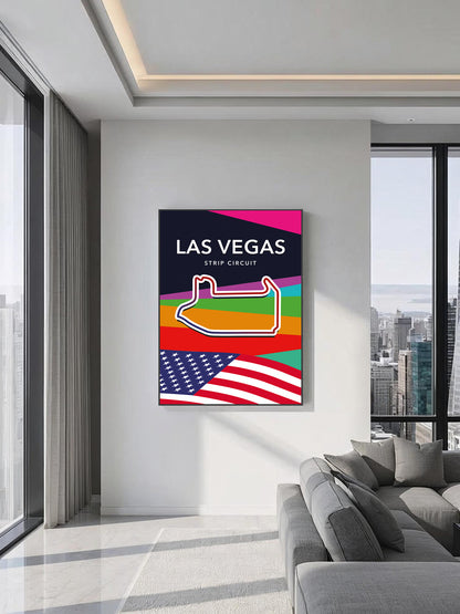 Las Vegas Strip Circuit Track Poster – Formula 1 Racing Wall Art