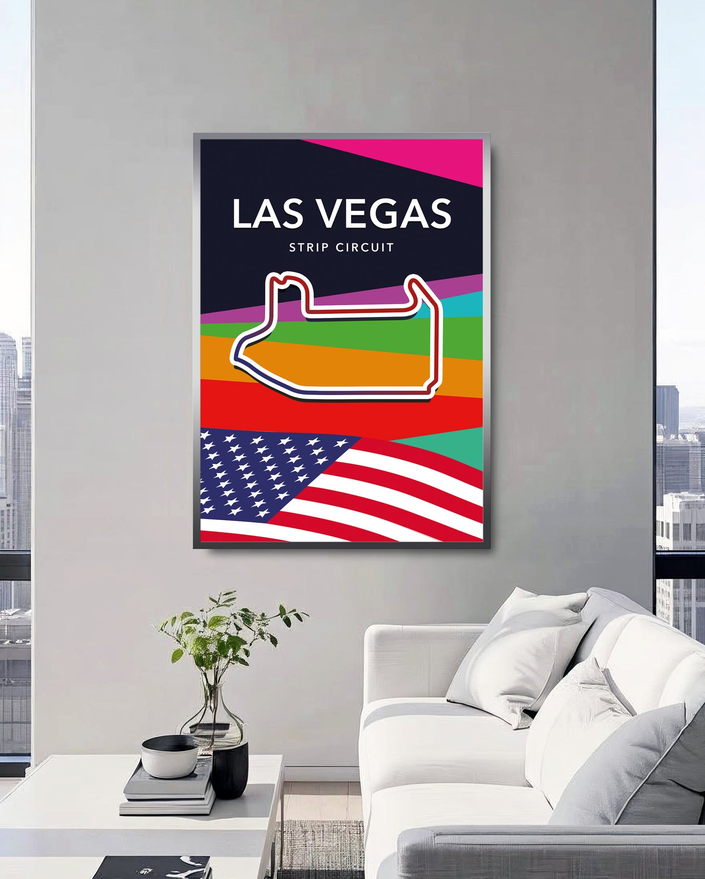 Las Vegas Strip Circuit Track Poster – Formula 1 Racing Wall Art