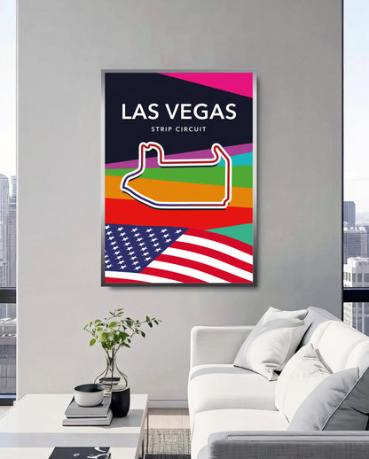 Las Vegas Strip Circuit Track Poster – Formula 1 Racing Wall Art
