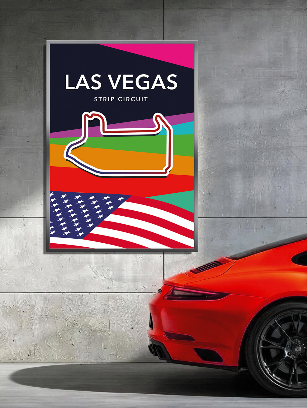 Las Vegas Strip Circuit Track Poster – Formula 1 Racing Wall Art