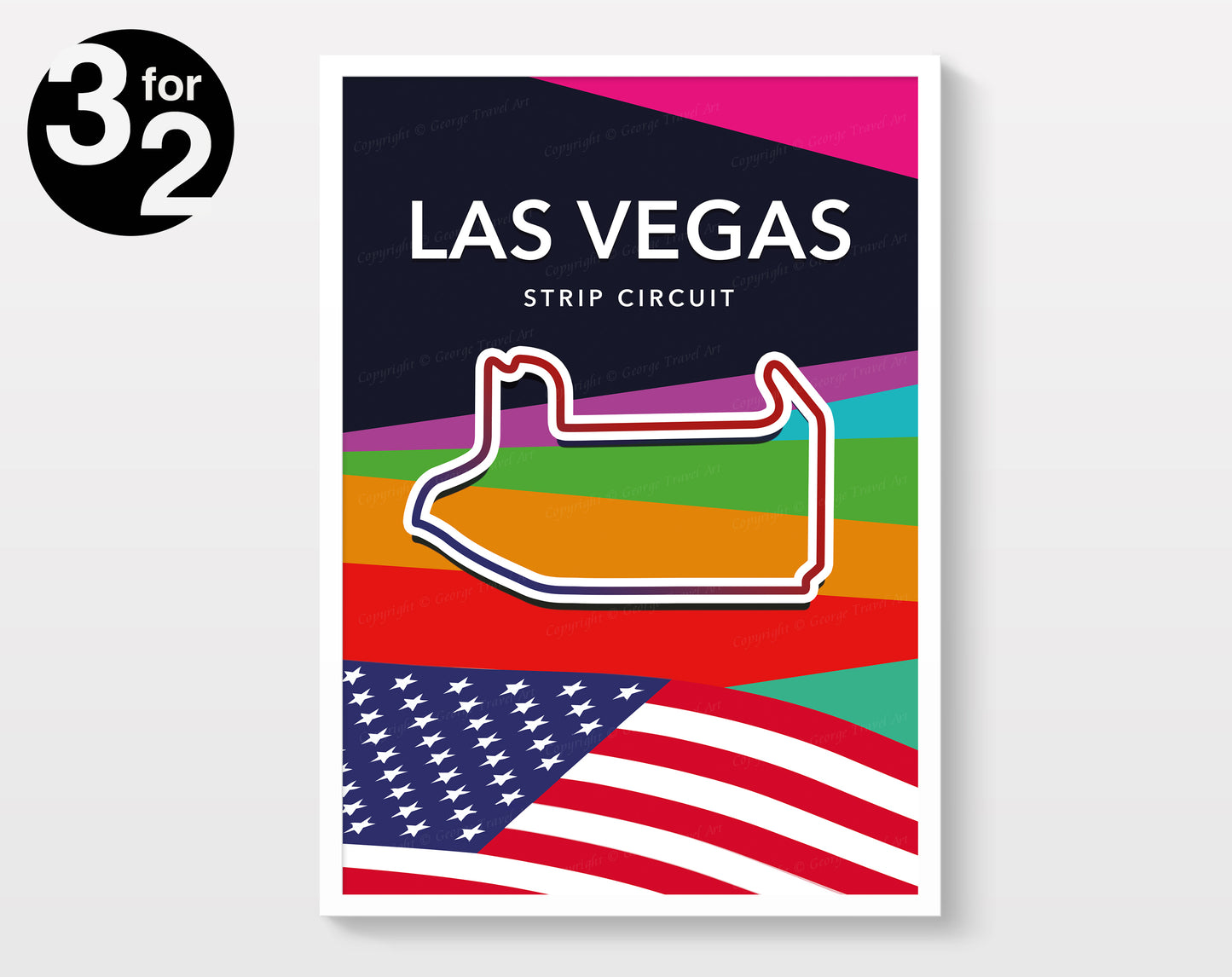 Las Vegas F1 Circuit Poster / Las Vegas Strip Circuit / F1 Gift