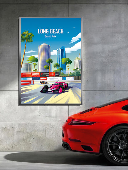 Long Beach Grand Prix print poster – IndyCar racing wall art detail
