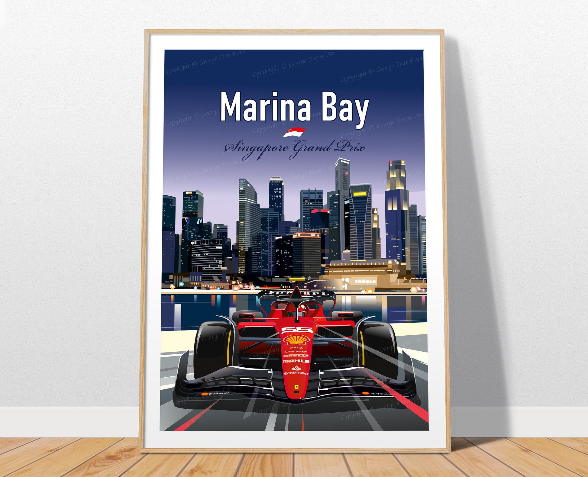 Marina Bay F1 poster print – Carlos Sainz Ferrari Singapore Grand Prix wall art