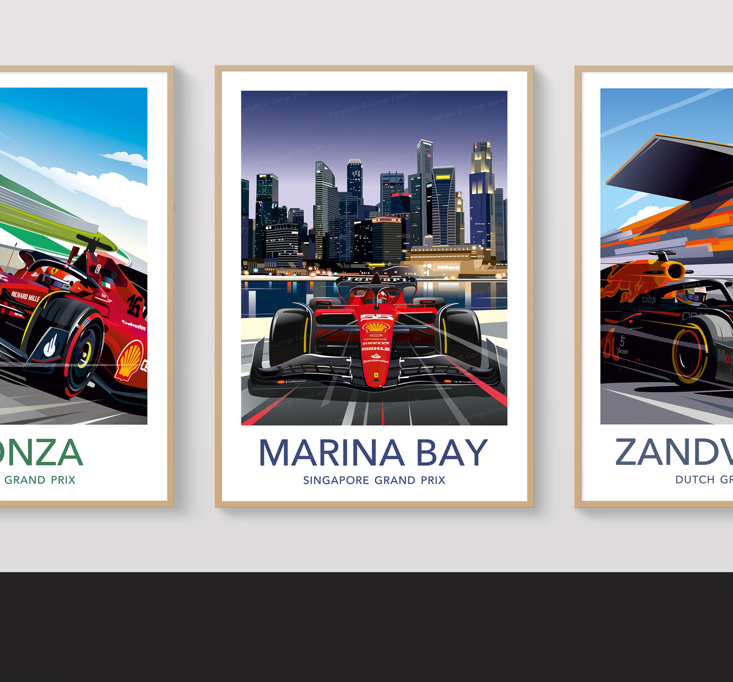 Marina Bay F1 poster – Ferrari Carlos Sainz wall art second angle