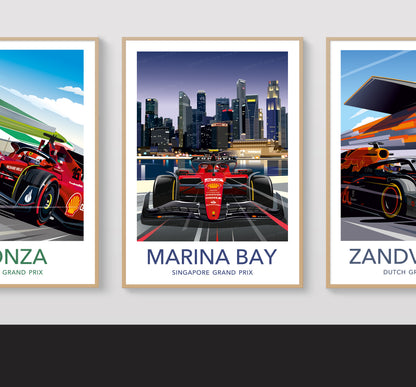 Marina Bay F1 poster – Ferrari Carlos Sainz wall art second angle